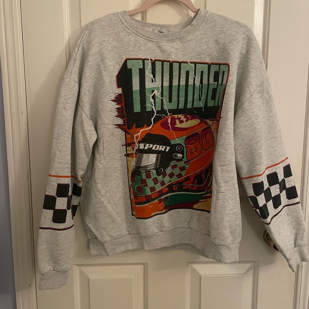 Adika Thunder Oversized Grey Crew Neck Sweater